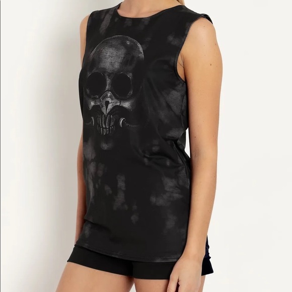 Blackmilk ‘FACE DEATH MUSCLE SHIRT” Size Small S NWT Skull Gasmask - Picture 5 of 10